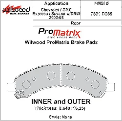 Klocki hamulcowe Wilwood 150-D0989K PM ProMatrix D989 Street Performance Racing Pads .76