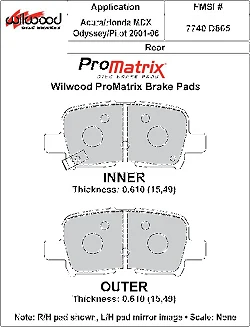 Klocki hamulcowe Wilwood 150-D0865K PM ProMatrix D865 Street Performance Racing Pads .61