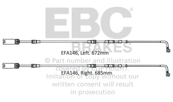 EFA146 Czujnik zużycia klocków hamulcowych EBC Brakes BMW M3 E90 M3 E92 M3 E93 BMW M3 E90 M3 E92 M3 E93