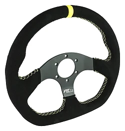 Kierownica sportowa FMIC.Pro D-Shape zamszowa 325mm odsadzenie 42mm żółta