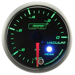 Wskaźnik Prosport Podciśnienie seria Stepper Motor Peak 52mm zielony