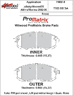 Klocki hamulcowe Wilwood 150-D0815AK PM ProMatrix D815A Street Performance Racing Pads .605