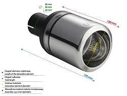 Uniwersalna końcówka tłumika okrągła 100mm długość 120mm średnica montażowa 50mm - N1-16-1/50