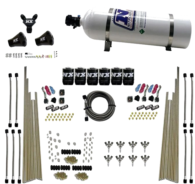 8-Cyl Triple-D Dry Direct Port 3 Stage Dry 6 Solenoids 15LB Nitrous Express NX 80020-15