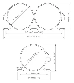Nuke Performance Dual Universal Bracket 65mm with Bosch 044 inserts