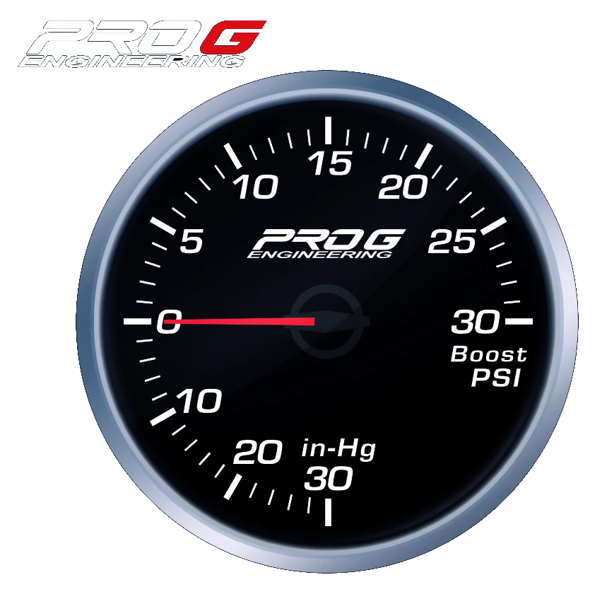 Wskaźnik Pro G Race Series RS, doładowania Boost 30 PSI WHITE 52mm