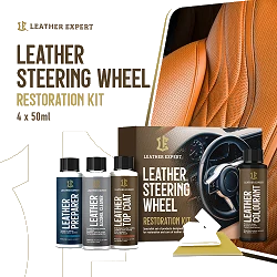 Leather Expert Steering Wheel Restoration Kit zestaw do renowacji skórzanej kierownicy czarny satynowy 4x50ml 200ml