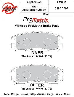 Klocki hamulcowe Wilwood 150-D0698K PM ProMatrix D698 Street Performance Racing Pads .54