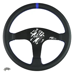 Kierownica sportowa FMIC.Pro Classic skórzana 350mm odsadzenie 33mm niebieska