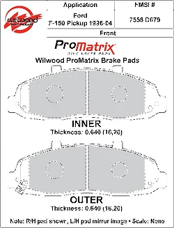 Klocki hamulcowe Wilwood 150-D0679K PM ProMatrix D679 Street Performance Racing Pads .64