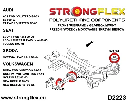 021784B Tuleja przedniego wózka Audi A3 TT Seat Leon Skoda Octavia VW Golf IV Bora FWD