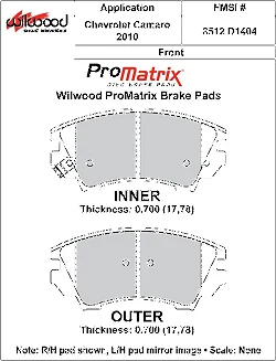 Klocki hamulcowe Wilwood 150-D1404K PM ProMatrix D1404 Street Performance Racing Pads .70