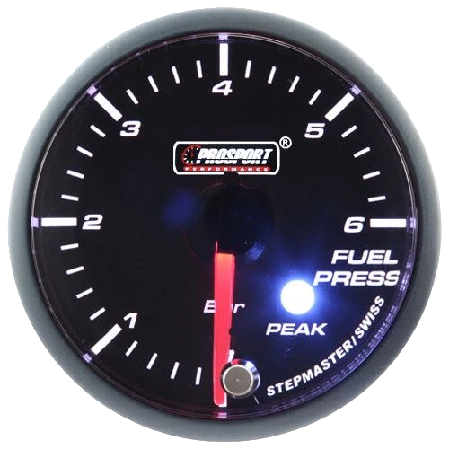 Wskaźnik Prosport ciśnienie paliwa seria Stepper Motor Peak 52mm Green