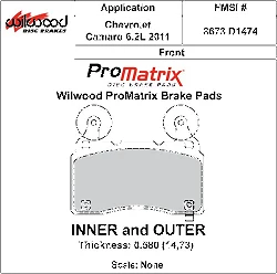 Klocki hamulcowe Wilwood 150-D1474K PM ProMatrix D1474 Street Performance Racing Pads .58