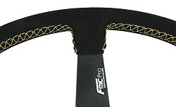 Kierownica sportowa FMIC.Pro Track zamszowa 350mm odsadzenie 90mm żółta