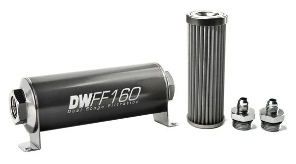 DeatschWerks In-Line Fuel Filter Kit -6AN 40 Micron 160mm