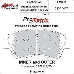 Klocki hamulcowe Wilwood 150-D0476K PM ProMatrix D476 Street Performance Racing Pads .67
