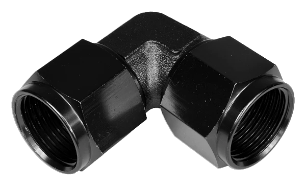 AN12 90' Nypel adapter żeńsko-żeński Czarny
