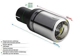 Uniwersalna końcówka tłumika okrągła 80mm długość 120mm średnica montażowa 45mm - N1-07-1/45
