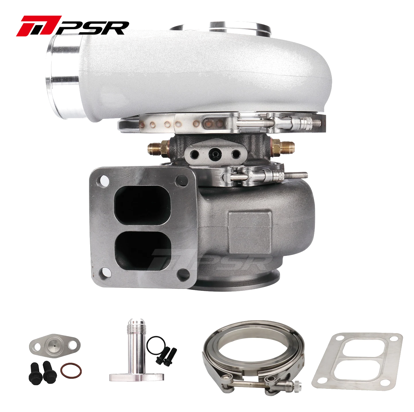 Turbosprężarka Pulsar PSR 6270G 900HP T51R Mod 1.06A/R T4 Divided Inlet V-Band Outlet 4 OD Tubing
