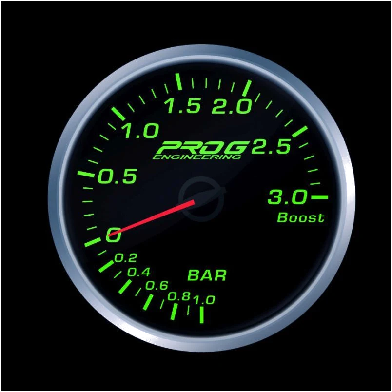 Wskaźnik Pro G Race Series 2 RS, doładowania Boost 3 Bar GREEN 52mm