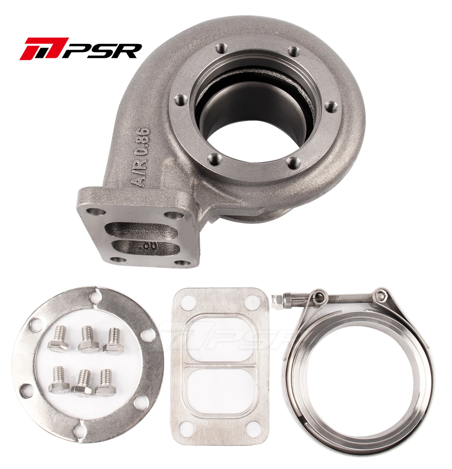 Pulsar PSR Turbine Housing Drop in Precision PTE Ball Bearing T4 Open 0.63 A/R Stainless Steel for 6266 / 6466 / 6766