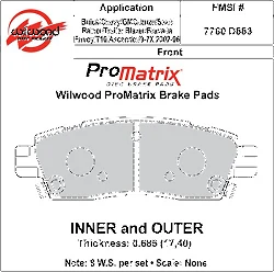 Klocki hamulcowe Wilwood 150-D0883K PM ProMatrix D883 Street Performance Racing Pads .69