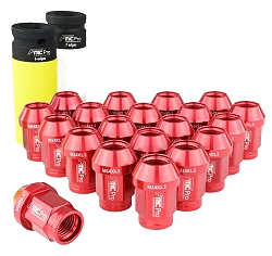 Kute nakrętki aluminiowe do kół  FMIC.Pro M14x1.25 Czerwone 20szt. stożkowe przelotowe 7075-T6