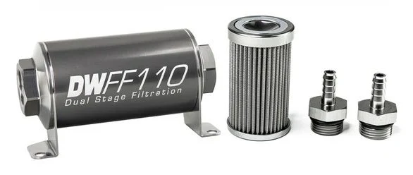 DeatchWerks In-Line Fuel Filter Kit 5/16IN 100 Micron 110mm