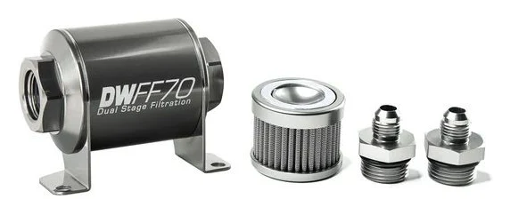 DeatschWerks In-Line Fuel Filter Kit -6AN 100 Micron 70mm