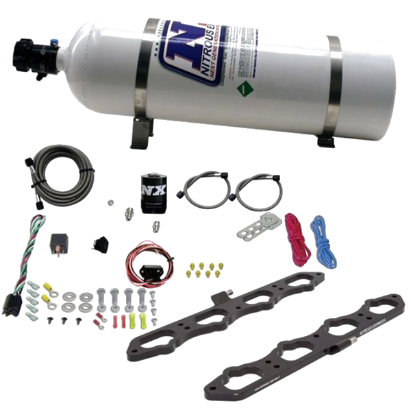 Dry Direct Port Plate System with 15Lb Bottle for Ford Coyote Engine Nitrous Express NX 20957-15