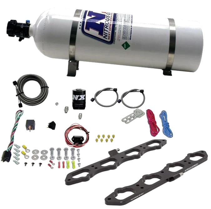 Dry Direct Port Plate System with 15Lb Bottle for Ford Coyote Engine Nitrous Express NX 20957-15