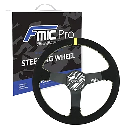 Kierownica sportowa FMIC.Pro Track zamszowa 350mm odsadzenie 33mm żółta