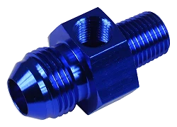 AN6 1/4 NPT Nypel adapter z wejściem na czujnik 1/8 NPT Niebieski