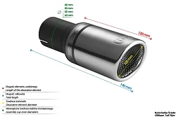 Uniwersalna końcówka tłumika okrągła 100mm długość 120mm średnica montażowa 45mm - N1-101RS/45