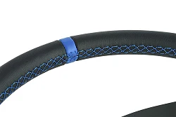 Kierownica sportowa FMIC.Pro Classic skórzana 350mm odsadzenie 33mm niebieska