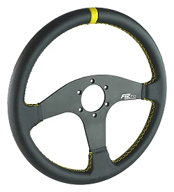 Kierownica sportowa FMIC.Pro Classic skórzana 350mm odsadzenie 33mm żółta