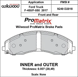 Klocki hamulcowe Wilwood 150-D2018K PM ProMatrix D2018 Street Performance Racing Pads .807
