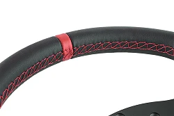 Kierownica sportowa FMIC.Pro D-Shape skórzana 325mm odsadzenie 42mm czerwona