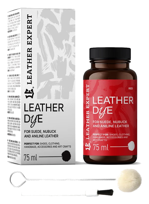 Leather Expert Leather Dye farba do zamszu nubuku aniliny - Red czerwony 75ml