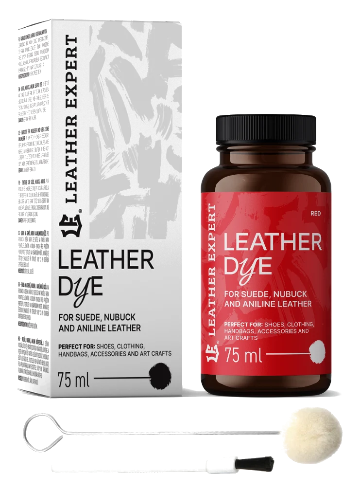 Leather Expert Leather Dye farba do zamszu nubuku aniliny - Red czerwony 75ml