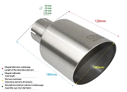 Uniwersalna końcówka tłumika okrągła 100mm długość 120mm średnica montażowa 55mm - NS1-101*/55