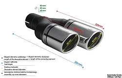 Uniwersalna końcówka tłumika okrągła 90mm długość 225/205mm średnica montażowa 50mm - N2-90RSL/50