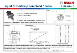 Czujnik ciśnienia i temperatury Bosch 10 bar 140 °C zestaw z kostką