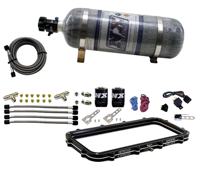Holley High Ram Plenum Plate System with 12Lb Carbon Bottle Nitrous Express NX Bottle 20940-12