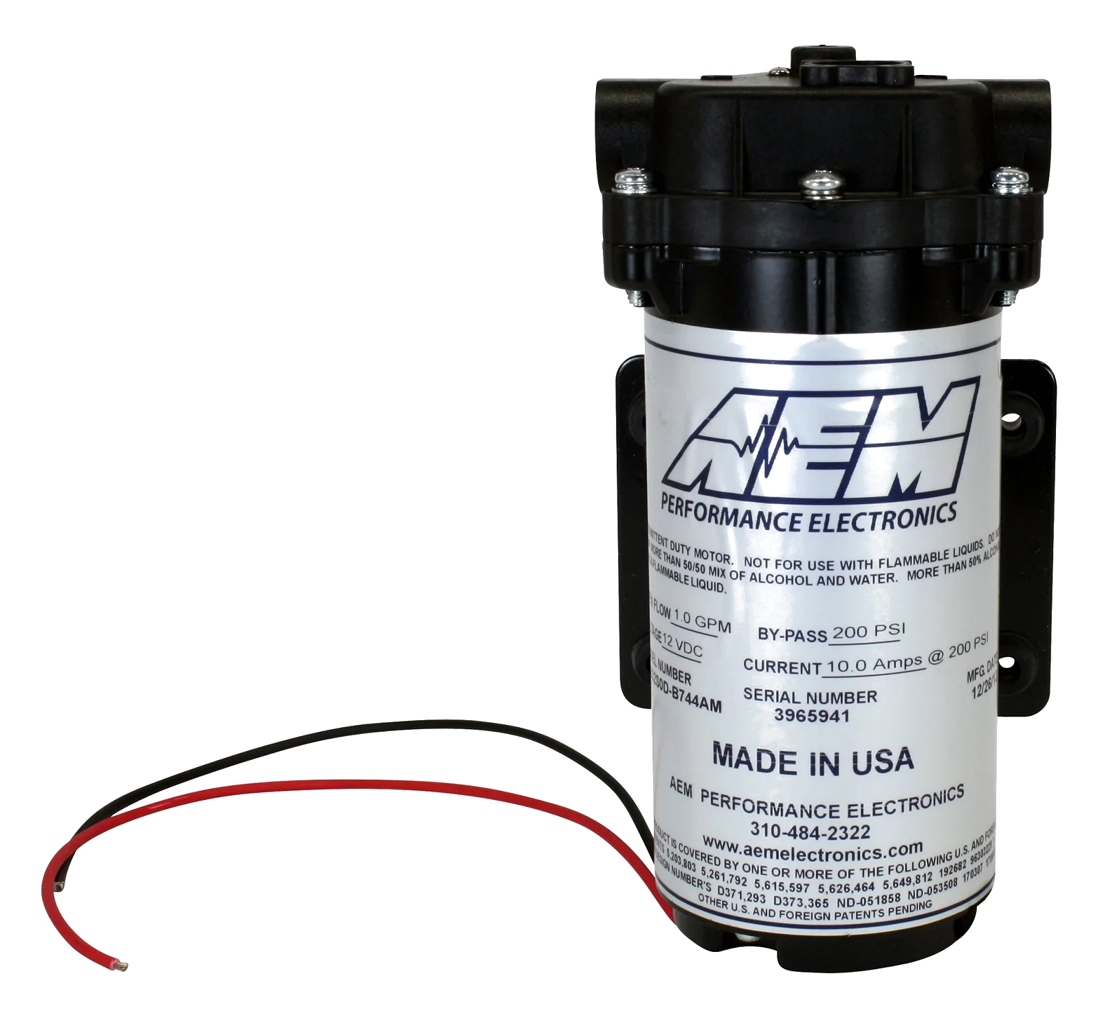 AEM Water / Methanol 1/4" Push-Lock Hose Pump AEM-30-3015