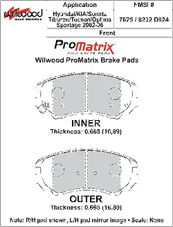 Klocki hamulcowe Wilwood 150-D0924K PM ProMatrix D924 Street Performance Racing Pads .665
