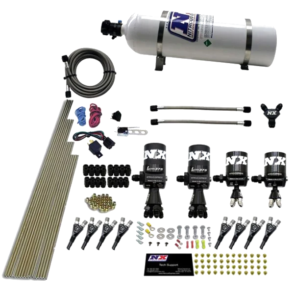 8 Cylinder Shark Direct Port Lightning 375 Solenoids 200-2100Hp Jets with 15Lb Bottle Nitrous Express NX 90506-15