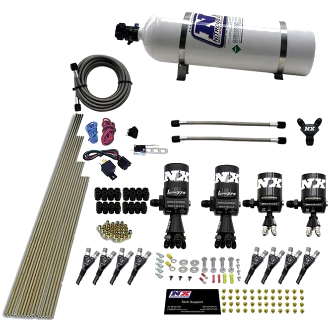8 Cylinder Shark Direct Port Lightning 375 Solenoids 200-2100Hp Jets with 15Lb Bottle Nitrous Express NX 90506-15