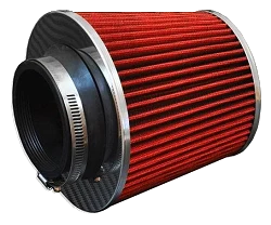 Stożkowy filtr powietrza - średnica montażowa 76mm Czerwony